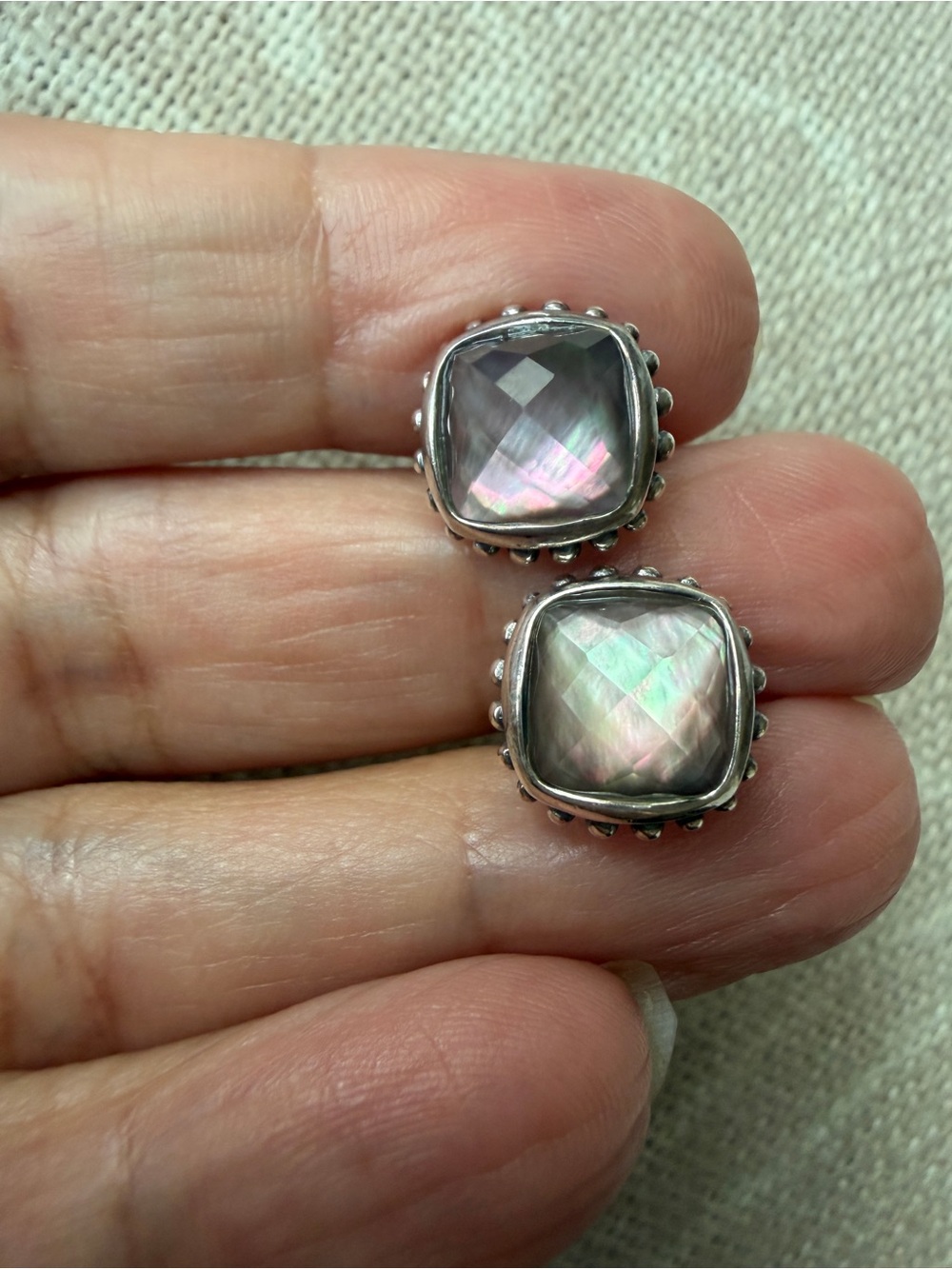 LAGOS Sterling Silver Venus Black Mother of Pearl Stud Earrings
